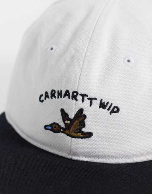 Carhartt WIP cappellino con logo Animated Ducks e visiera a contrasto in bianco e nero, 3 di 3