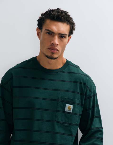 Carhartt WIP Cardona Pocket langærmet T-shirt i khaki-stribe - view 1