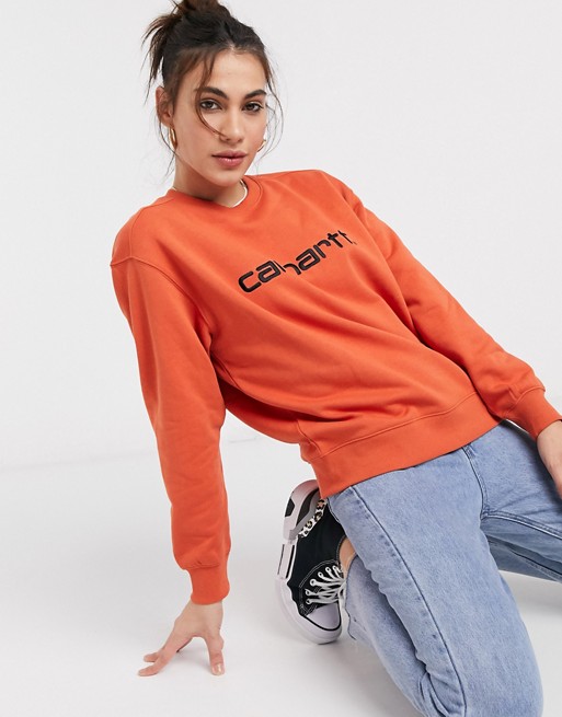 Carhartt WIP Carhartt sweatshirt in brick orange & black