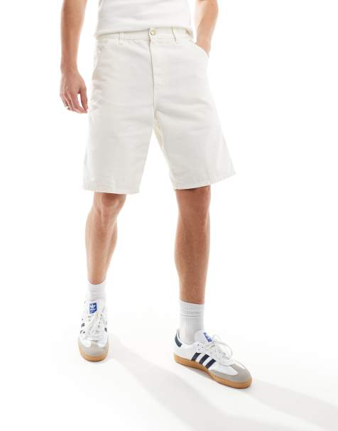 Carhartt WIP – Carpenter-Jorts in Weiß mit einfacher Stofflage im Kniebereich - view 1