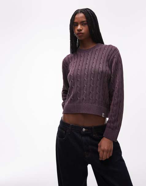 Carhartt WIP – Carter – Fioletowy dzianinowy sweter z efektem sprania - view 1