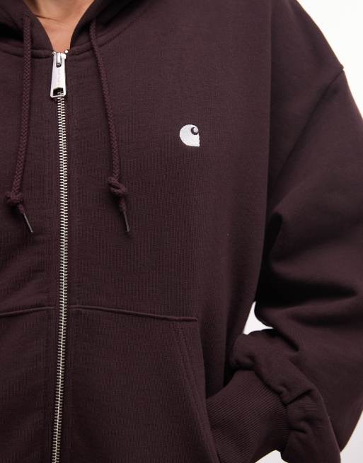 Carhartt WIP Casey felpa con cappuccio con zip integrale marrone scuro, 3 di 4