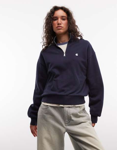 Carhartt WIP Casey quarter zip sweatshirt in navy - view 1