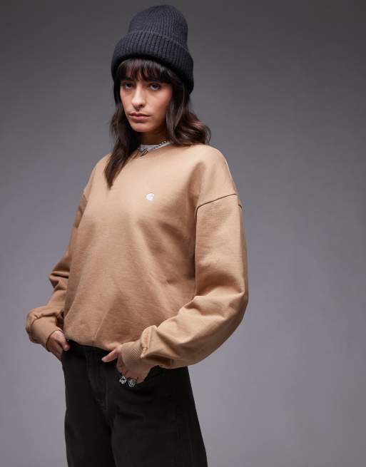 Carhartt WIP – Casey – Sweatshirt in Beige mit Logo-Schriftzug