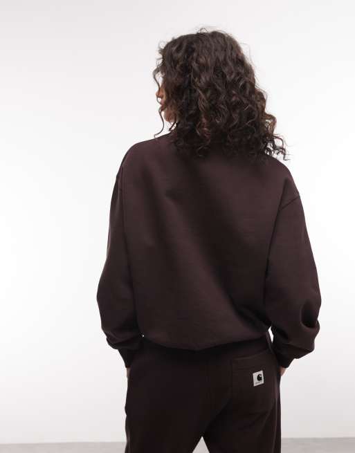 Carhartt WIP – Casey – Sweatshirt in Dunkelbraun mit kurzem Reißverschluss, 3 von 4
