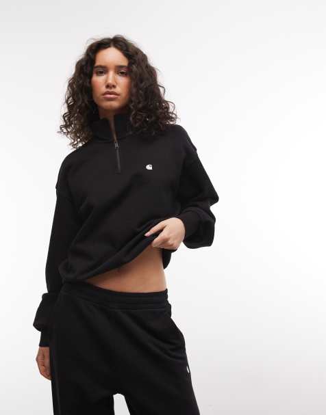 Carhartt WIP – Casey – Sweatshirt in Schwarz mit kurzem Reißverschluss - view 1