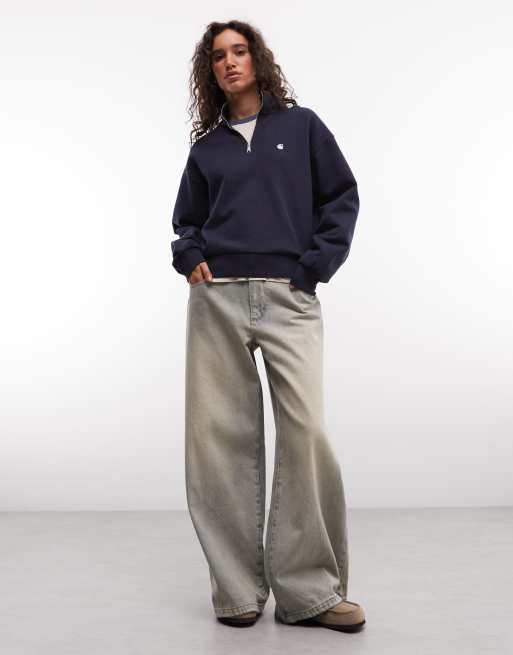 Carhartt WIP Casey sweatshirt med kvart lynlås i navy, 2 af 4