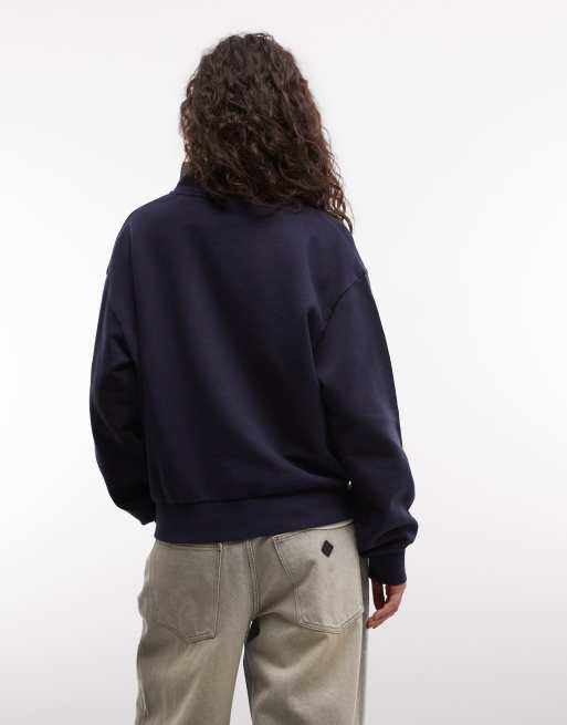 Carhartt WIP Casey sweatshirt med kvart lynlås i navy, 4 af 4