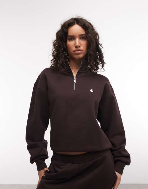 Carhartt WIP - Casey - Sweatshirt met korte rits in donkerbruin - view 1