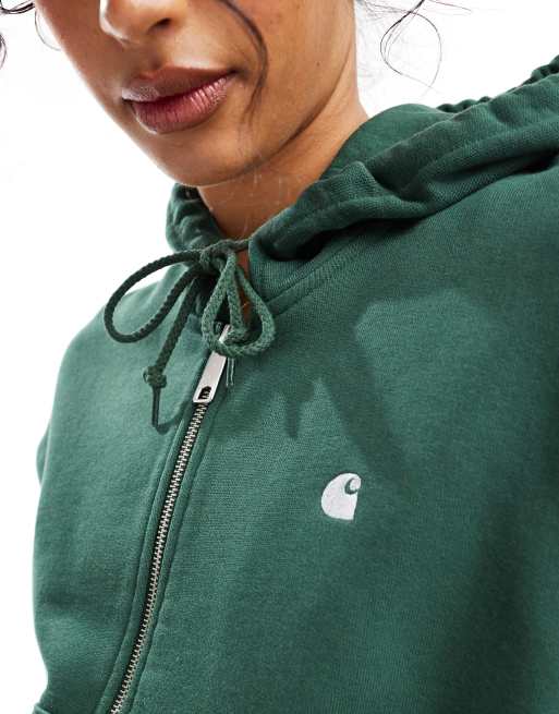 Carhartt WIP Casey zip up hooded sweatshirt in khaki, 3 of 4