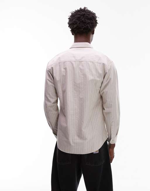 Carhartt WIP - Cassel - Chemise manches longues à rayures - Beige et blanc, 3 de 5