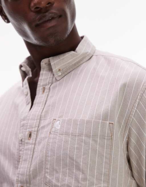 Carhartt WIP - Cassel - Chemise manches longues à rayures - Beige et blanc, 5 de 5