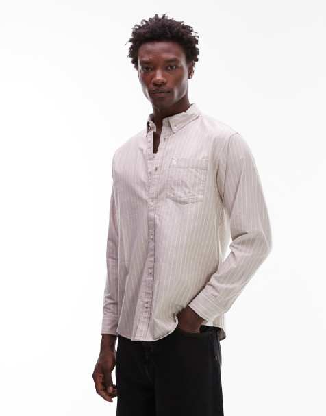 Carhartt WIP cassel long sleeve striped shirt in beige and white - view 1