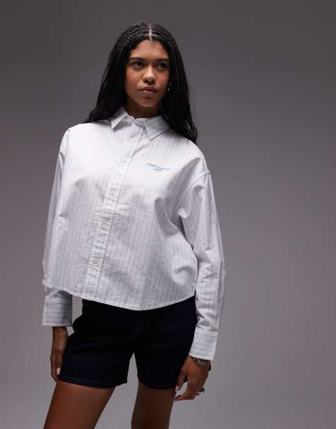Carhartt WIP Cassel striped long sleeve shirt in white - view 1