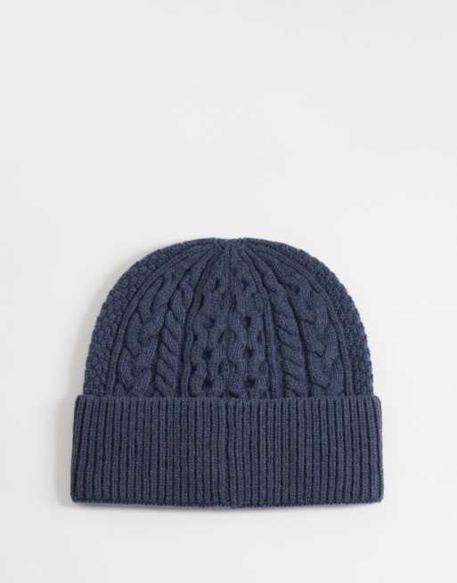 Carhartt WIP Caster kabelstickad mössa i mörkgrå, 2 av 3