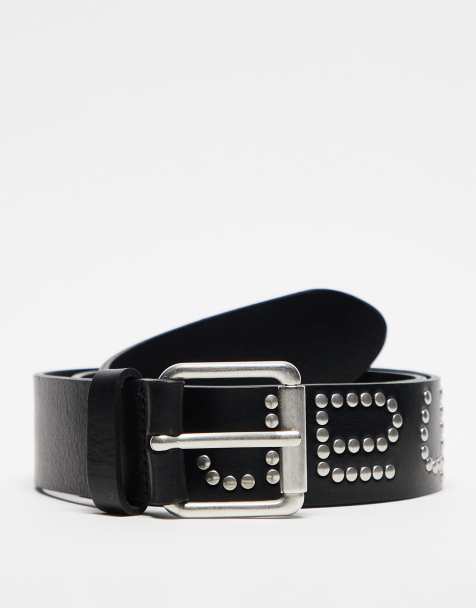 Carhartt WIP - Ceinture en cuir à inscription cloutée - Noir - view 1