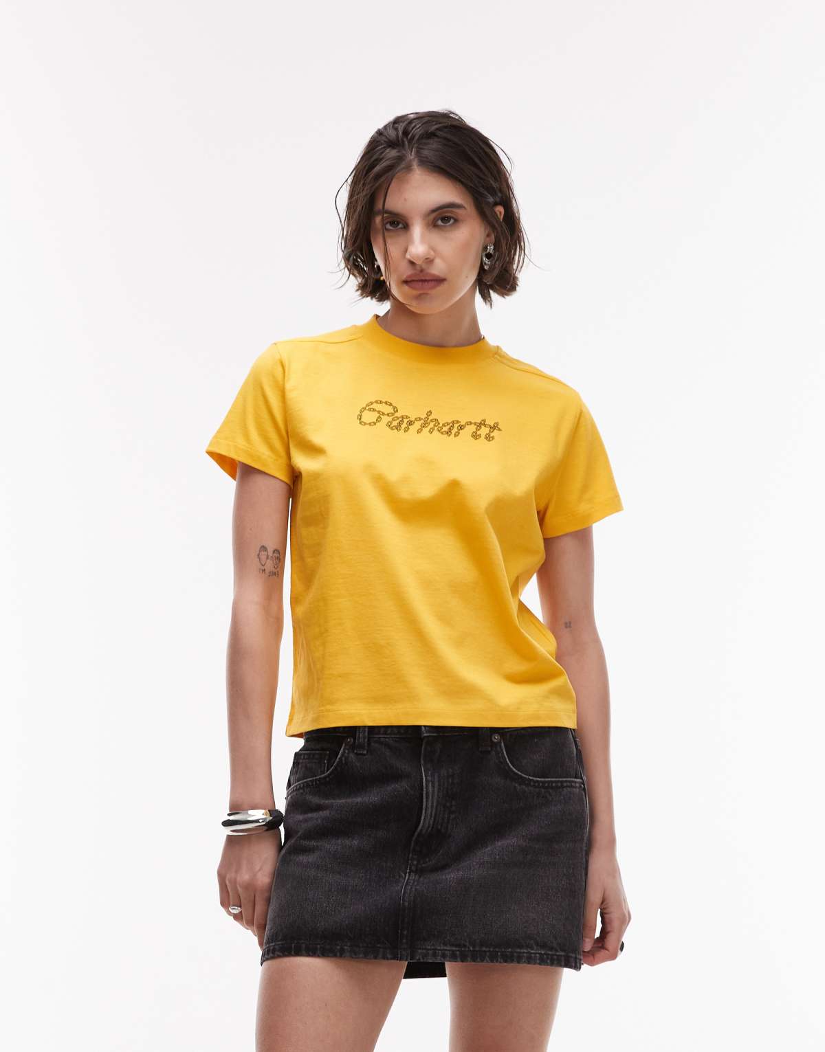 Carhartt WIP chained back print t-shirt in yellow