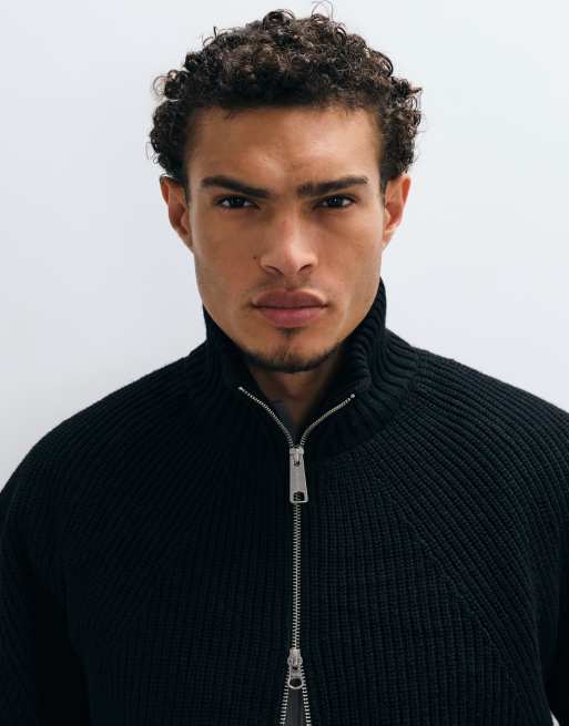 Carhartt WIP - chaqueta de punto con cremallera completa en negro, 3 de 5