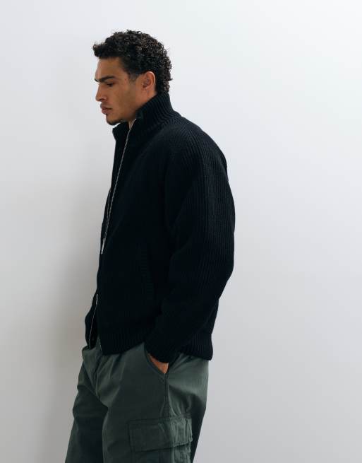 Carhartt WIP - chaqueta de punto con cremallera completa en negro, 4 de 5
