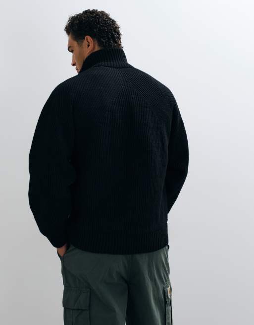 Carhartt WIP - chaqueta de punto con cremallera completa en negro, 5 de 5