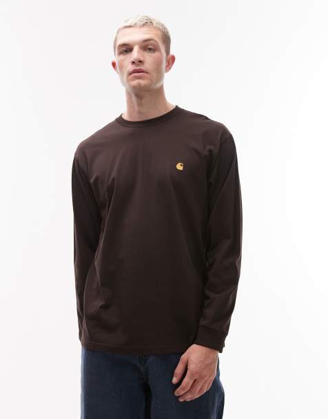 Carhartt WIP chase long sleeve t-shirt in dark brown