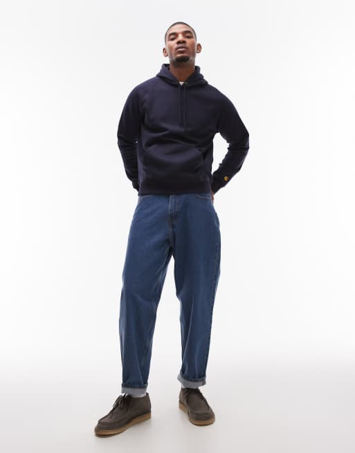 Carhartt WIP chase heavyweight hoodie in dark navy, 2 of 4