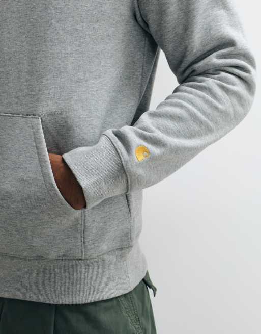 Carhartt WIP chase heavyweight hoodie in grey, 5 of 5
