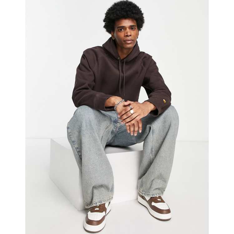 Dark brown carhartt clearance hoodie