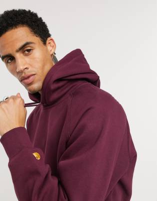 Carhartt WIP Chase hoodie in burgundy-Red