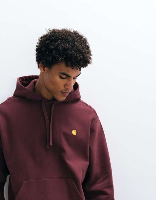 Carhartt WIP Chase hoodie in dark burgundy, 2 of 5