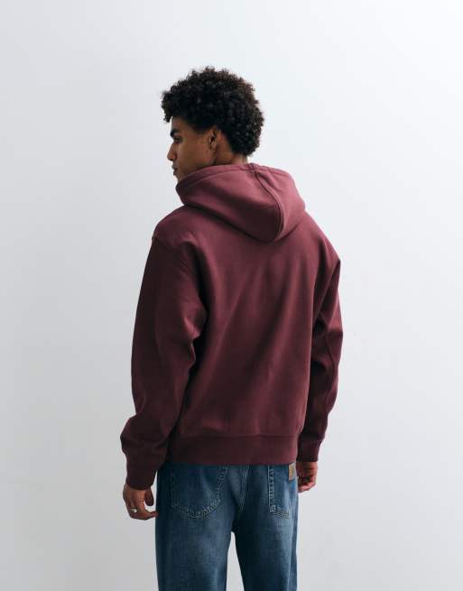 Carhartt WIP Chase hoodie in dark burgundy, 4 of 5