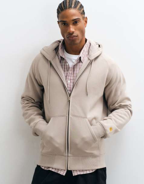Carhartt WIP chase huvtröja med dragkedja i beige - view 1
