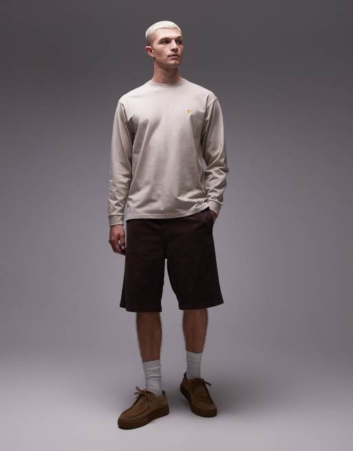 Carhartt WIP chase long sleeve t-shirt in beige, 2 of 5