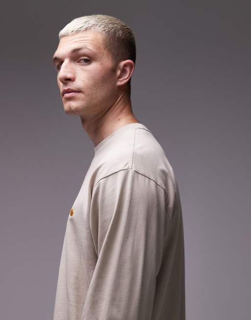 Carhartt WIP chase long sleeve t-shirt in beige, 4 of 5