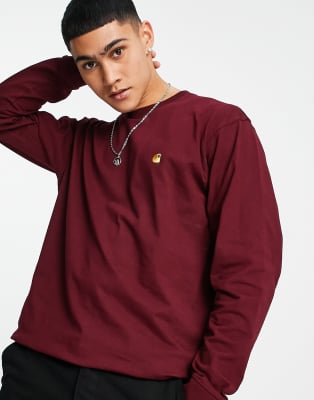Carhartt Chase Long Sleeve Top In Burgundy-red ModeSens