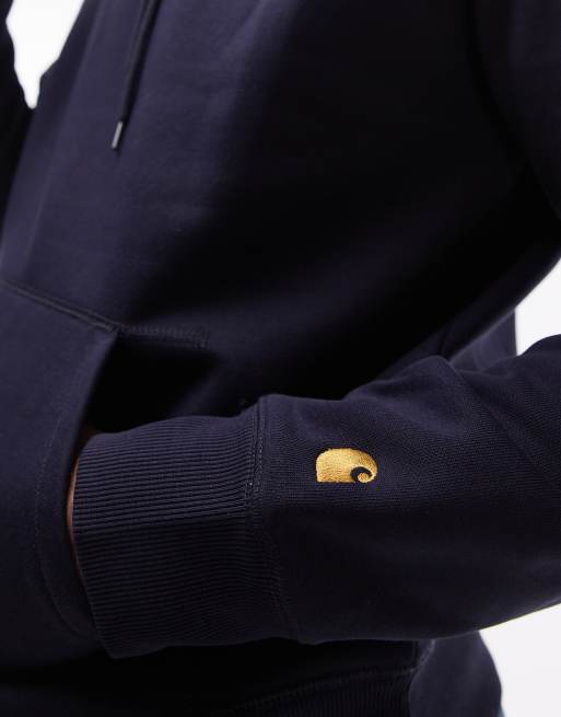 Carhartt WIP – Chase – Marinblå, kraftig huvtröja, 3 av 4
