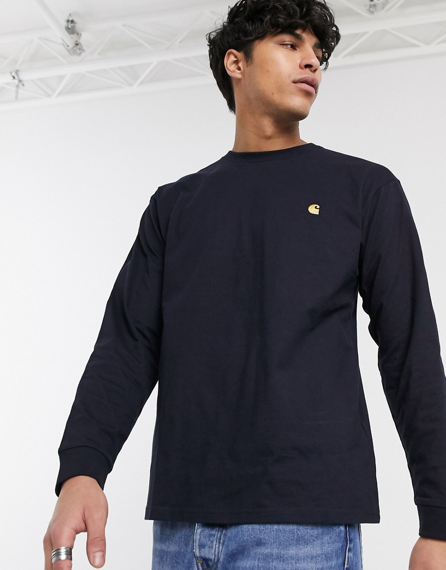 Carhartt WIP – Chase – Mörkblå tröja med lång ärm-Marinblå