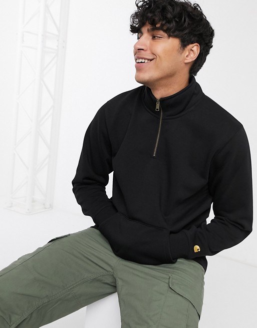 Carhartt WIP Chase neck zip sweatshirt in black