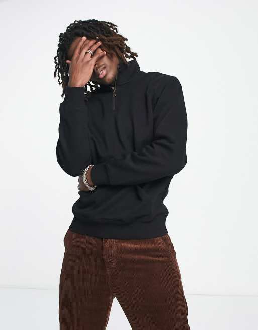 Carhartt WIP – Chase – Schwarzes Sweatshirt mit kurzem Reißverschluss