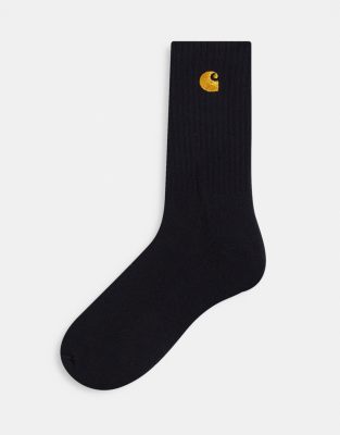 Carhartt Cotton Blend Socks With Stretch And Ribbed Cuffs In Black