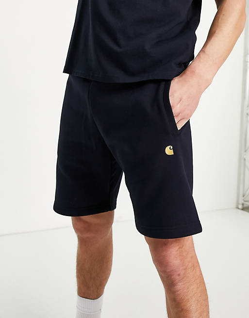 Carhartt WIP chase sweat shorts in navy | ASOS