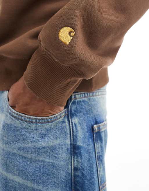 Carhartt WIP chase sweatshirt in brown ASOS