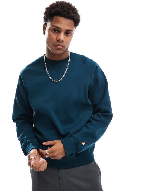 Carhartt WIP chase sweatshirt in teal blue ASOS