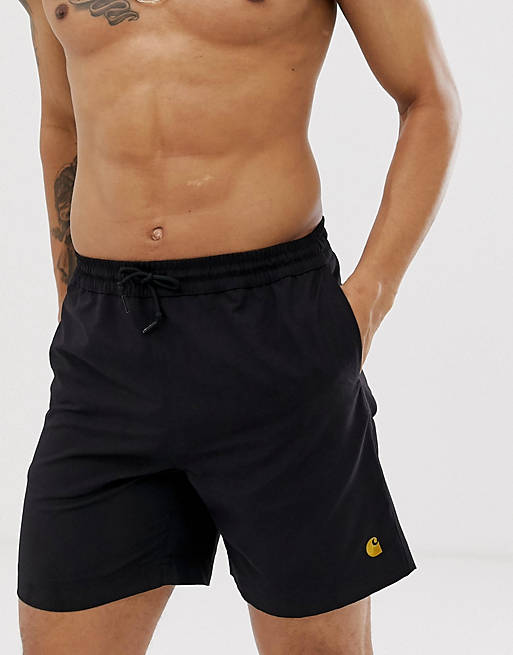 Carhartt WIP Chase Swimming Shorts in Black for Men Mens Clothing Activewear gym and workout clothes Sweatshorts 