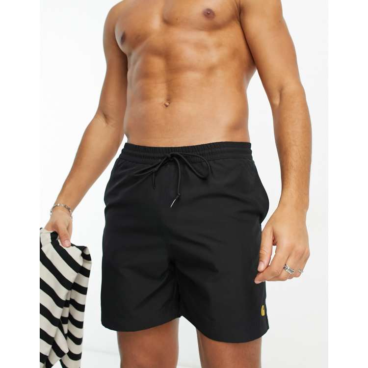 Carhartt WIP chase swim shorts in black | ASOS