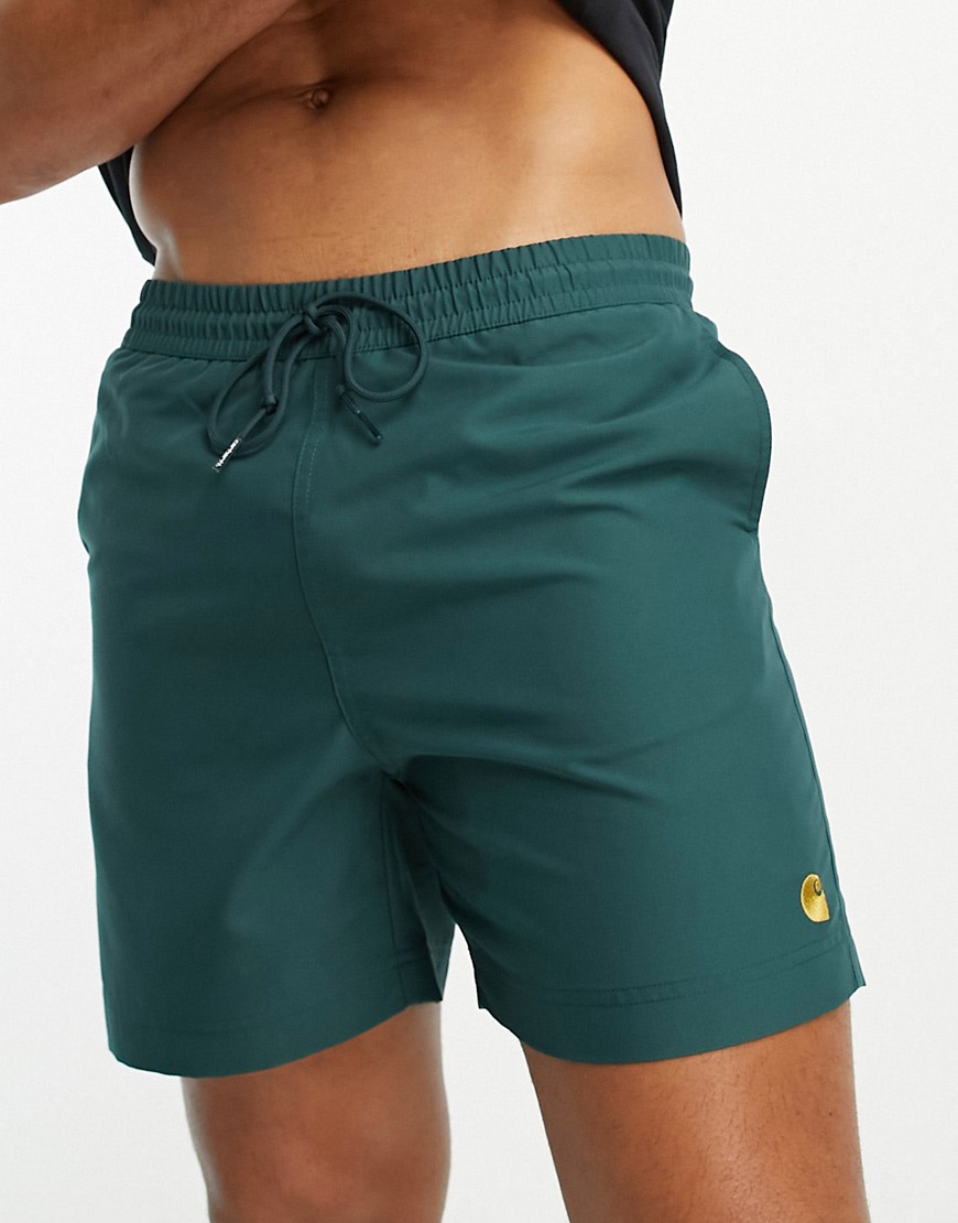 Carhartt WIP chase swim shorts in dark green