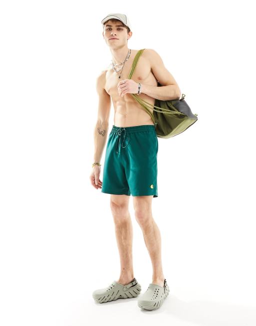 Carhartt WIP chase swim shorts in green, 2 of 4