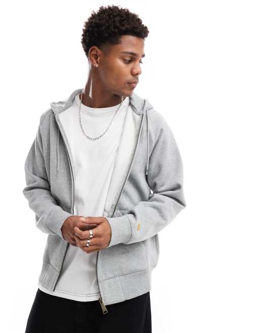 Carhartt WIP – Chase – Szara zapinana na zamek bluza z kapturem