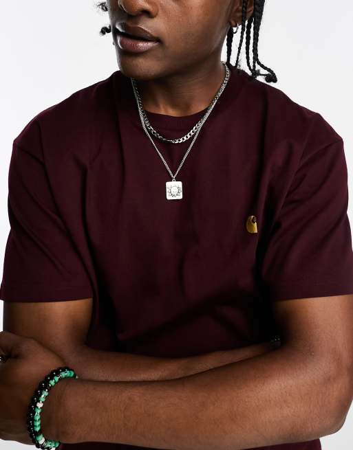 Carhartt WIP Chase t-shirt in burgundy, 3 of 4