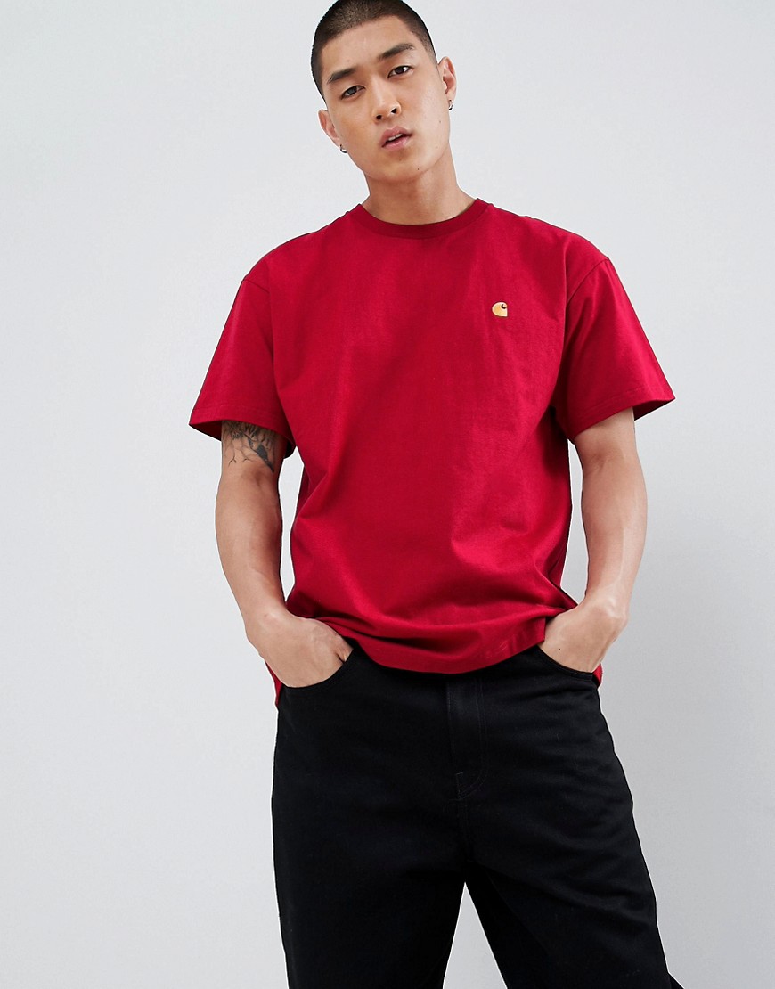 Carhartt WIP - Chase - Tætsiddende rød t-shirt